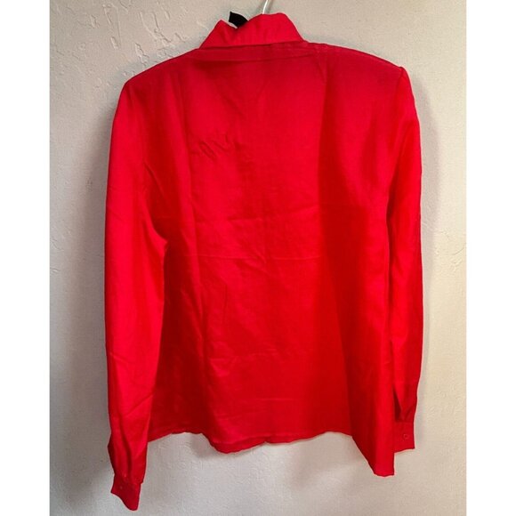 Vintage Pierre Charbonnier Womens Button Up Shirt Size 14 Pure Silk Red France - Picture 2 of 8